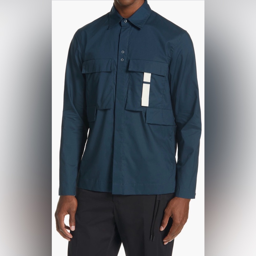 Craig Green Ripstop Utility Cotton Shirt - Navy w/ White Details - Size M